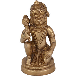                       Arihant Craft Hindu God Hanuman Idol Mahavir statue Bajrangbali Sculpture Hand Work Showpiece  13 cm (Brass, Gold)                                              