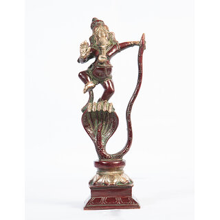                       Arihant Craft Hindu God Dancing Ganesha Idol Ganpati Statue Sculpture Hand Craft Showpiece  23.5 cm (Brass, Red, Green)                                              
