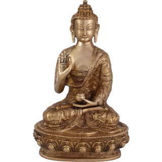                       Arihant Craft Ethnic Decor Lord Buddha Idol Statue Sculpture Showpiece  26.5 cm (Brass, Gold)                                              