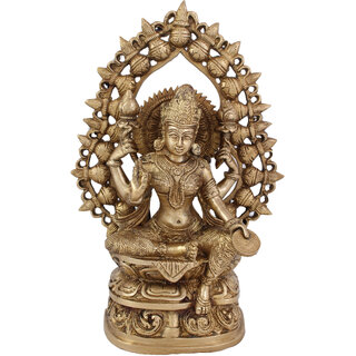                       Arihant Craft Hindu Goddess Lakshmi Idol Laxmi statue Maa Lakshmi Sculpture Hand Work Showpiece  27 cm (Brass, Gold)                                              