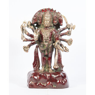                      Arihant Craft Hindu God Panchmukhi Hanuman Idol Mahavir Statue Sculpture Hand Work Showpiece28.5 cm (Brass, Red, Green)                                              