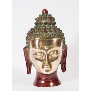                       Arihant Craft Ethnic Decor Lord Buddha Idol Statue Sculpture Showpiece  24.5 cm (Brass, Red, Green)                                              