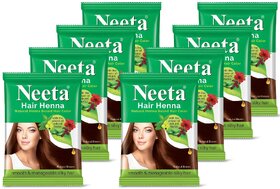 Neeta Natural Herbal Henna powder for hair with 5 herbs 25 gm each (Pack Of 8) (200 g)
