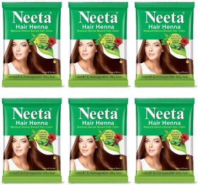 Neeta Natural Herbal Henna powder for hair with 5 herbs 50 g (Pack Of 6) , Natural Brown