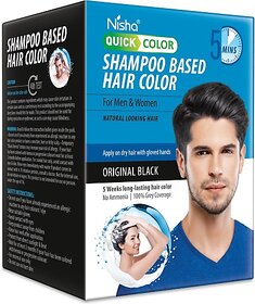 Nisha Quick Color Shampoo Based Hair Color For Men & Women Natural Looking Hair , Original Black 20ML Each Sachet (10 Sachet in 1 Box)