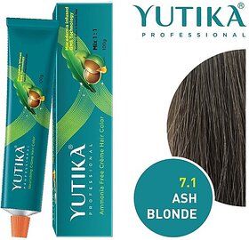 Yutika Professional Rich Creme Hair Colour Ash Blonde 7.1 (Pack OF 1) , Ash Blonde