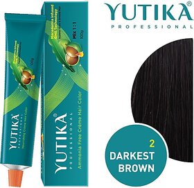 Yutika Professional Creme Hair Color , Darkest Brown 2.0