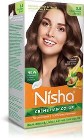 Nisha cream permanent hair color superior quality no ammonia cream formula permanent Fashion Highlights and rich bright long-lasting colour Chocolate Brown (pack of 1) , CHOCOLATE BROWN 3.5