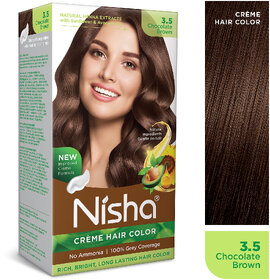 Nisha cream permanent hair color superior quality no ammonia cream formula permanent Fashion Highlights and rich bright long-lasting colour Chocolate Brown (pack of 1) , CHOCOLATE BROWN 3.5