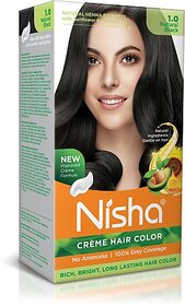 Nisha Creme Hair Color Rich Bright Long-Lasting Natural Henna Extract , NATURAL BLACK 1