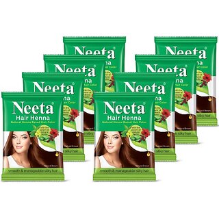 Neeta Natural Herbal Henna powder for hair with 5 herbs 25 gm each (Pack Of 8) (200 g)