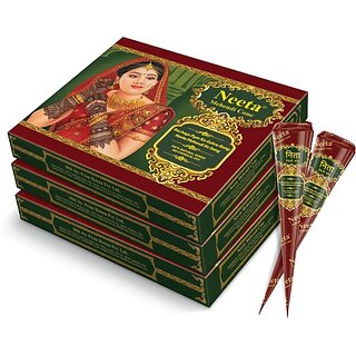 Neeta Mehendi Cone Henna Temporary Tettoo Mehendi (Pack of 36 Pcs) Natural Mehendi (Pack of 36)