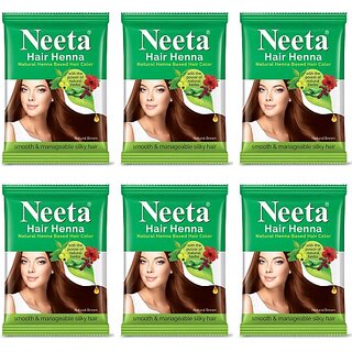                       Neeta Natural Herbal Henna powder for hair with 5 herbs 50 g (Pack Of 6) (300 g)                                              