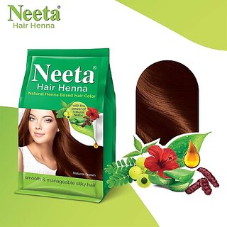 Neeta Natural Henna Based Hair Color 125 gm (Pack of 4) , Natural Brown