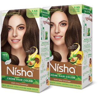 Nisha Cream Hair Color Rich Bright Long Lasting Hair Colouring For Ultra Soft Deep Shine 100% Grey Coverage Chocolate Blonde Pack of 2 , Chocolate Blonde Nisha Cream Hair Color Rich Bright Long Lasting Hair Colouring For Ultra Soft Deep Shine 100% Grey Coverage Chocolate Blonde Pack of 2 , Chocolate Blonde