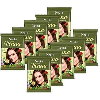 Neeta Pure Henna For Hair Color & Hair Care 15 gm each pack (Pack of 10) (150 g)