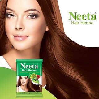                       Neeta Natural Herbal Henna powder for hair with 5 herbs 50 g (Pack Of 6) , Natural Brown                                              