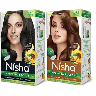 Nisha Hair Color Conditioner for Each) Combo Pack Of Natural Black & Natural Brown , Natural Black, Brown Nisha Hair Color Conditioner for Each) Combo Pack Of Natural Black & Natural Brown , Natural Black, Brown