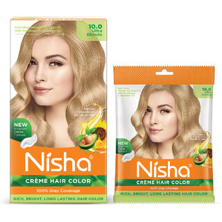 Nisha Creme Based Hair Color Box with Pouch 200 gm (Pack Of 2) , Ultra Blonde Nisha Creme Based Hair Color Box with Pouch 200 gm (Pack Of 2) , Ultra Blonde