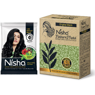 Nisha Natural Henna Based Hair Color Conditioning Herbal Care silky & Shiny Soft 10gm Each Pack of 10 with Naturemate 60gm (160 g) Nisha Natural Henna Based Hair Color Conditioning Herbal Care silky & Shiny Soft 10gm Each Pack of 10 with Naturemate 60gm (160 g)