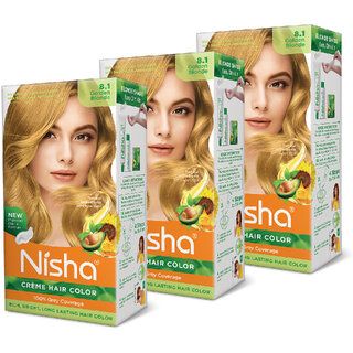 Nisha Cream Permanent Hair Color Long Lasting Fashion Highlights (60gm+90ml Each Pack) Golden Blonde , GOLDEN Nisha Cream Permanent Hair Color Long Lasting Fashion Highlights (60gm+90ml Each Pack) Golden Blonde , GOLDEN