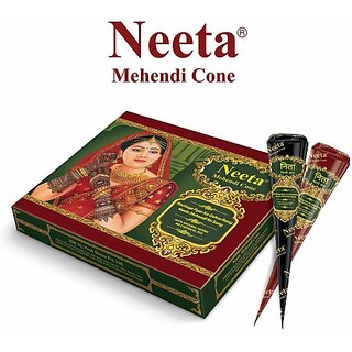                       Neeta Mehendi Cone Henna Temparrory Tettoo (Pack of 12 Pcs) (180 g)                                              