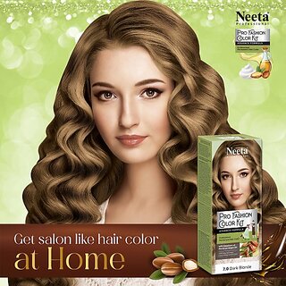                       Neeta Professional Fashion Color Kit Permanent Hair Color Dark Blonde 7.0 Pack Of 1 , Dark Blonde                                              