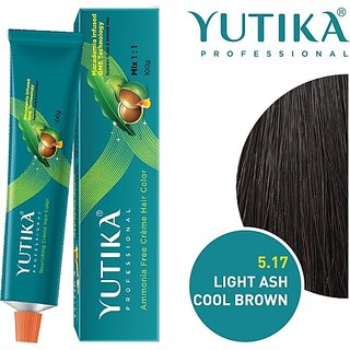                       Yutika Professional Creme Hair Color , Light Ash Cool Brown 5.17                                              
