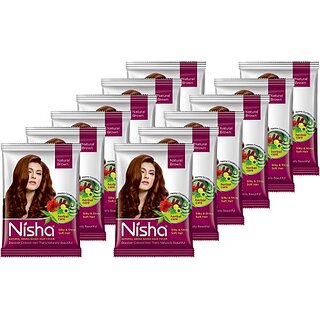                       Nisha Hair Color Henna Based Hair Powder Dye For Hair Coloring 30gm each pack (Pack of 12) (360 g)                                              