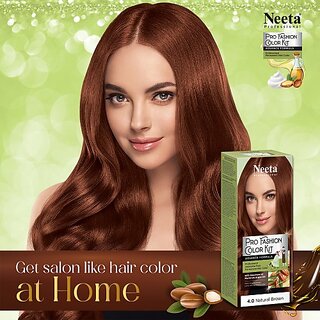 Neeta Professional Fashion Color Kit Permanent Hair Color Natural Brown 4.0 Pack Of 1 , Natural Brown Neeta Professional Fashion Color Kit Permanent Hair Color Natural Brown 4.0 Pack Of 1 , Natural Brown