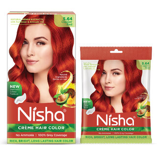 Nisha Color Combo Pack of Copper Red 120gm Jumbo + 40gm Sachet Pack , 5.64 Copper Red Nisha Color Combo Pack of Copper Red 120gm Jumbo + 40gm Sachet Pack , 5.64 Copper Red