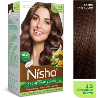 Nisha Creme Hair Colour 3.5 CHOCOLATE BROWN (Pack of 1) , CHOCOLATE BROWN 3.5 Nisha Creme Hair Colour 3.5 CHOCOLATE BROWN (Pack of 1) , CHOCOLATE BROWN 3.5