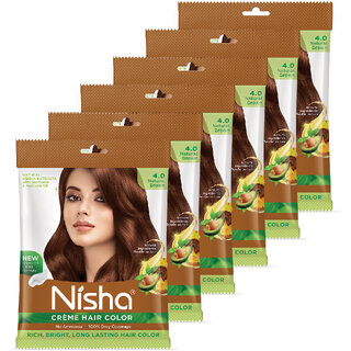 Nisha Permanent Creme Hair Color No Ammonia (20gm+20ml each Pack) , Natural Brown Nisha Permanent Creme Hair Color No Ammonia (20gm+20ml each Pack) , Natural Brown