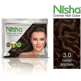                       Nisha No Ammonia Permanent Creme Hair Color , Dark Brown                                              