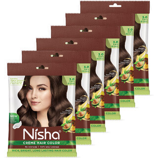 Nisha No Ammonia Permanent Creme Hair Color , Dark Brown Nisha No Ammonia Permanent Creme Hair Color , Dark Brown