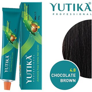                       Yutika Professional Creme Hair Color , Chocolate Brown 4.8                                              