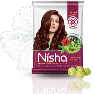 Nisha Henna Based Hair Color 30 gm (Pack OF 6 Pouch) , Natural Brown Nisha Henna Based Hair Color 30 gm (Pack OF 6 Pouch) , Natural Brown