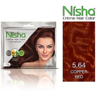                       Nisha No Ammonia Permanent Creme Hair Color , Copper Red                                              