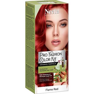                       Neeta Professional Fashion Color Kit Permanent Hair Color Flame Red Pack Of 1 , Flame Red                                              
