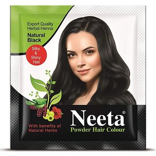                       Neeta Hair Color Powder Henna Based For Smooth  Silky Hair Black 5gm (Pack Of 12) , Black                                              