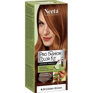                       Neeta Professional Fashion Color Kit Permanent Hair Color Golden Brown 3.5 Pack Of 1 , Golden Brown                                              