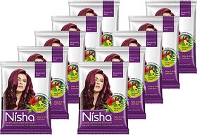 Nisha Natural Henna Based Hair Color Powder Burgundy Red 15gm Each Pack (Pack of 10) (150 g)