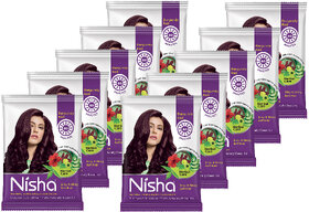 Nisha Natural Henna Based Hair Color Powder Burgundy Red 15gm Each Pack (Pack of 10) (150 g)