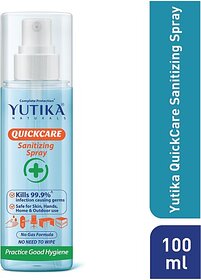 Yutika Naturals 70 Alcohol Sanitizer Spray Pump (100ml Pack Of 2) Sanitizer Spray Bottle (2 x 100 ml)