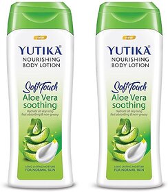 Yutika Body Lotion for Dry Skin With Natural Aloevera Pack Of 2 (600 ml)
