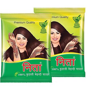                       Neeta Natural Mehendi /Henna Powder for Hair Colour & Mehndi Design 150 gm (Pack Of 2) , Natural Brown                                              