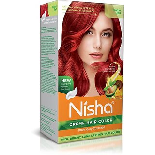                       Nisha cream permanent hair color superior quality permanent Fashion Highlights and rich bright long-lasting colour Flame Red (pack of 1) , FLAME RED                                              