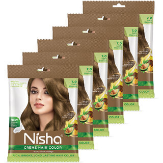 Nisha Cream Hair Color Rich Bright Long Lasting Hair Colouring For Ultra Soft Deep Shine Grey Coverage Conditioning With Natural Herbs , Dark Blonde Nisha Cream Hair Color Rich Bright Long Lasting Hair Colouring For Ultra Soft Deep Shine Grey Coverage Conditioning With Natural Herbs , Dark Blonde