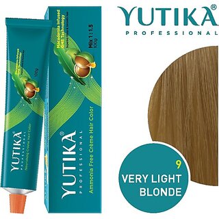                       Yutika Professional Creme Hair Color , Very Light Blonde 9.0                                              
