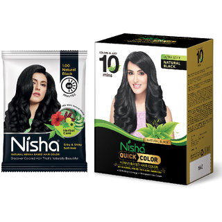 Nisha Quick Color Henna Based Hair 60gm with Natural Black Conditioning Herbal Care silky & Shiny Soft 10gm Each Pack (160 g) Nisha Quick Color Henna Based Hair 60gm with Natural Black Conditioning Herbal Care silky & Shiny Soft 10gm Each Pack (160 g)